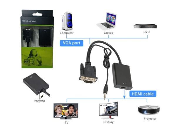 &u+ CONVERTIDOR VGA MACHO A HDMI HEMBRA FULL HD 1080 (48007)